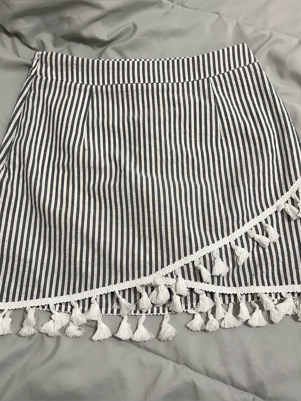 Pink Lily Black & White Striped Tassel Swim Sarong